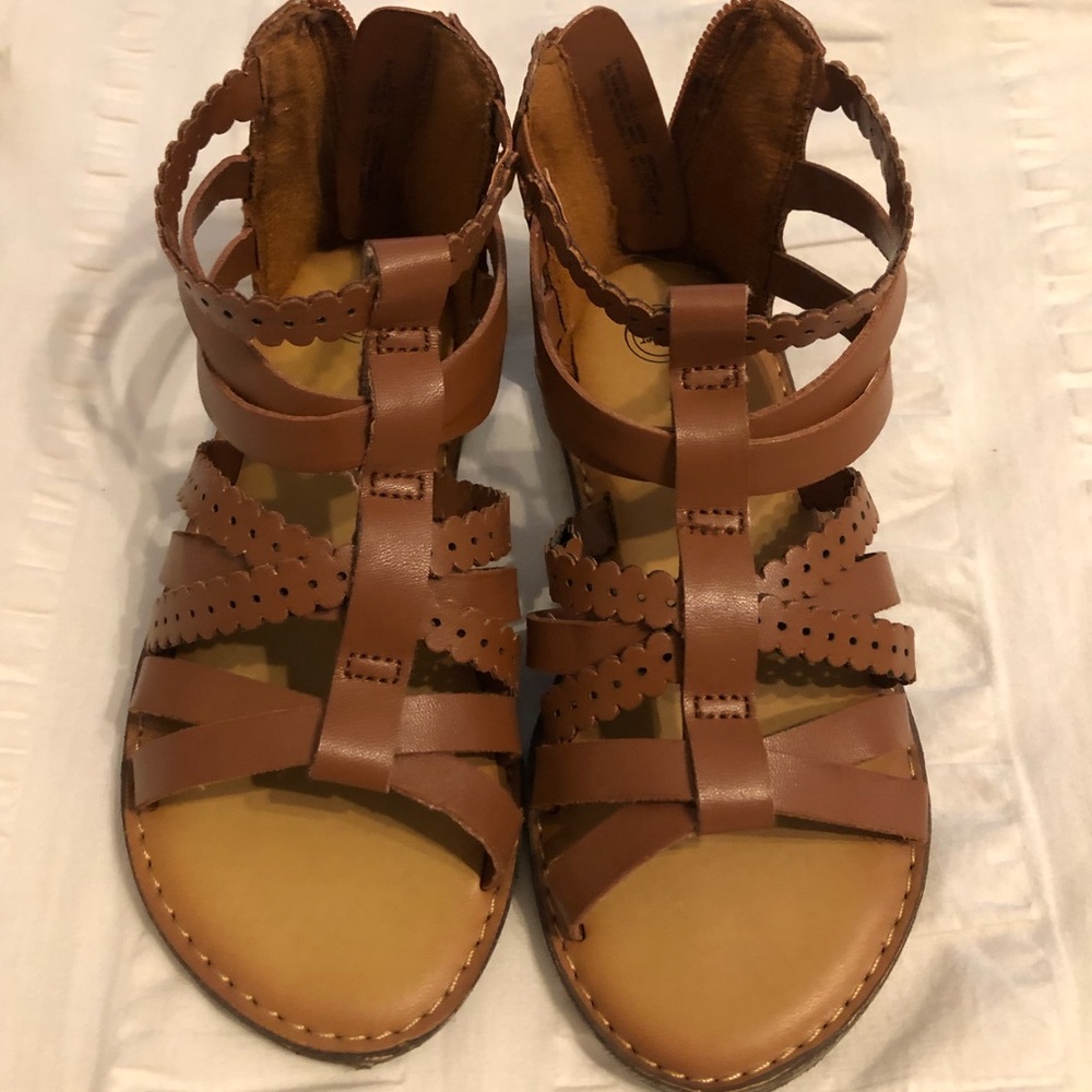 Girls Brown Zip up Sandal- Sz 11